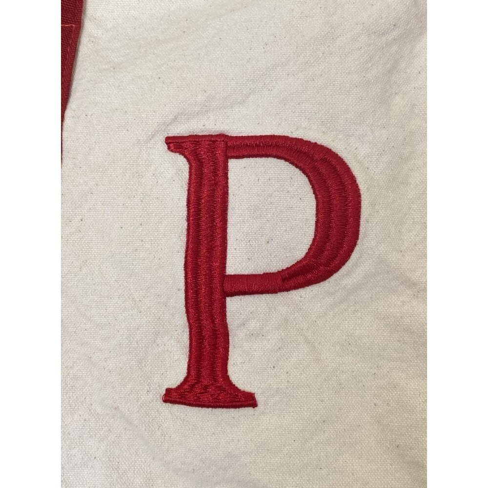 Nantucket Distributing Tote Bag - Initial P - Beach, Pool Theme - Red & Cream - Picture 4 of 8